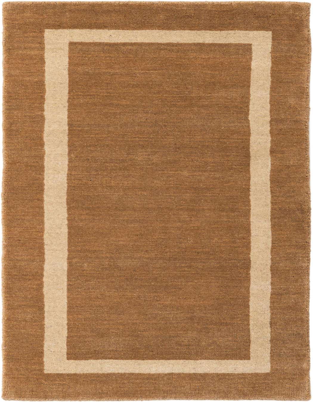 A 4 ft runner rug featuring a solid brown field with a thin ivory border, perfect for a hallway.