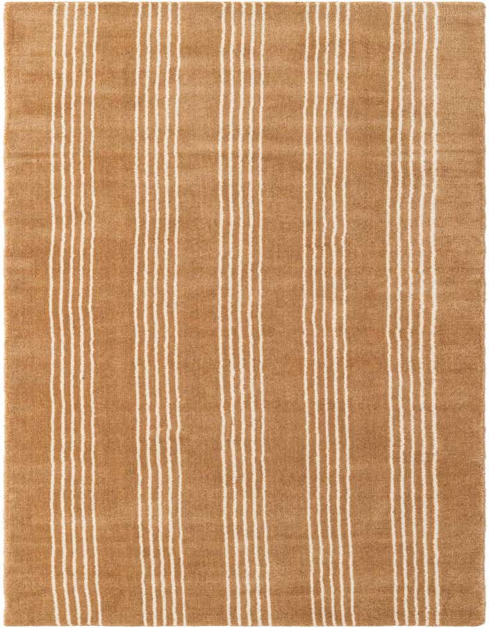 A Jill Zarin Striped Wool 8 Ft Runner rug in brown and ivory with vertical stripes, perfect for a hallway or kitchen.
