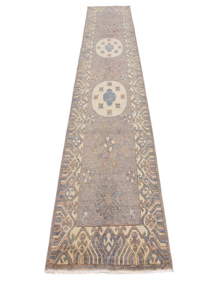 Detail image of 3' x 9' 9 Hand Knotted Khotan Ziegler Oriental Runner Rug