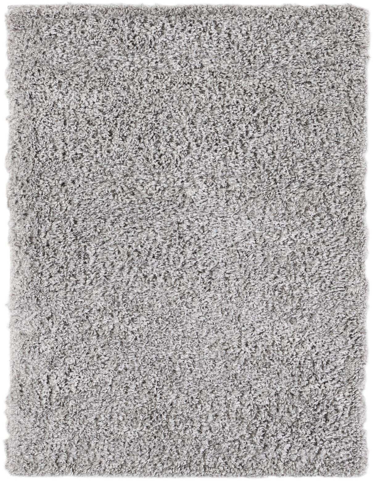 A 3x5 light grey rectangular shag rug with a thick, textured pile, suitable for indoor use.