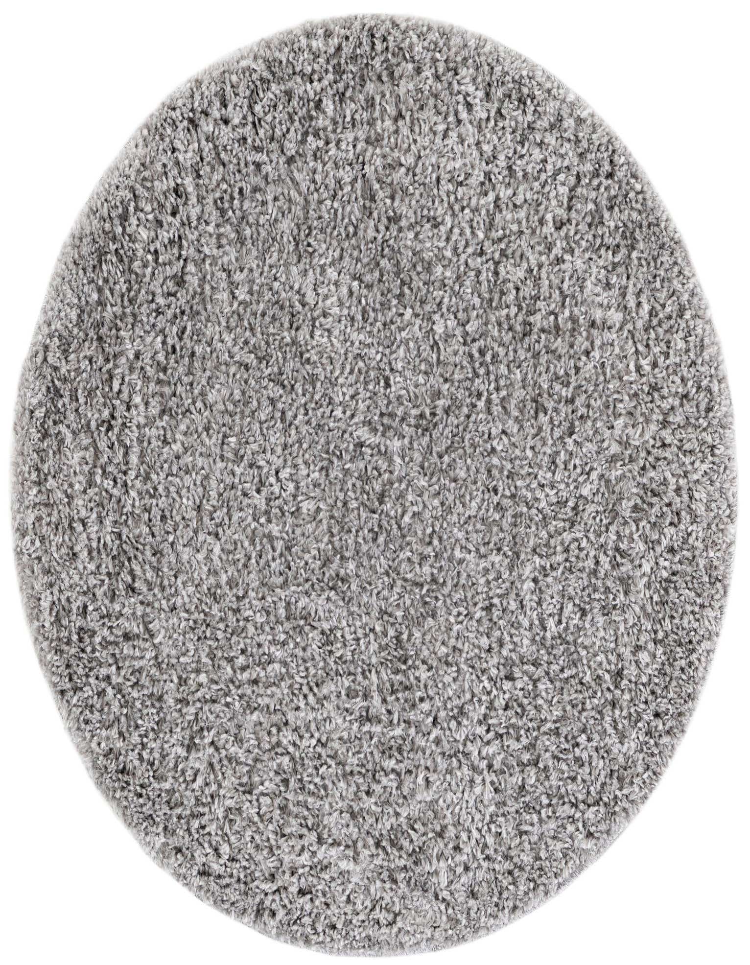 A soft, light grey round shag rug, 3' 2 x 3' 2, with a textured pile, shown on a white background.