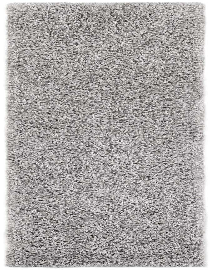 A long, rectangular light grey shag runner rug with a textured pile, ideal for a hallway.