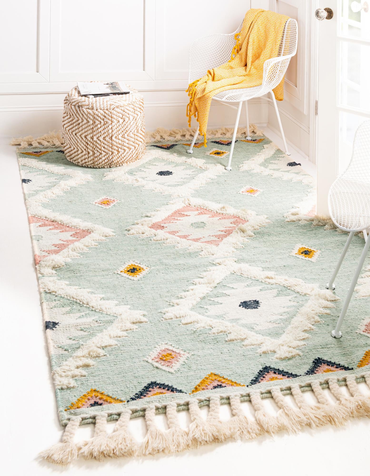 Light Aqua 4' 1 x 6' 1 Hand Woven Arizona Wool Rug | Rugs.com