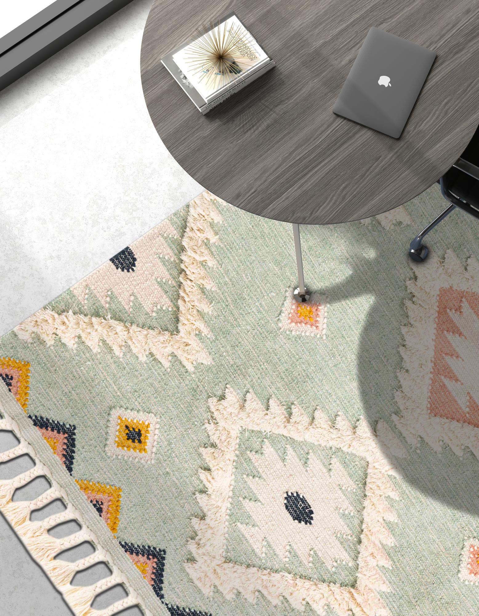 Light Aqua 3' 3 x 5' 1 Hand Woven Arizona Wool Rug | Rugs.com