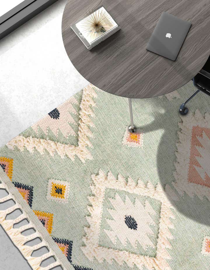 Light Aqua 3' 3 x 5' 1 Hand Woven Arizona Wool Rug | Rugs.com