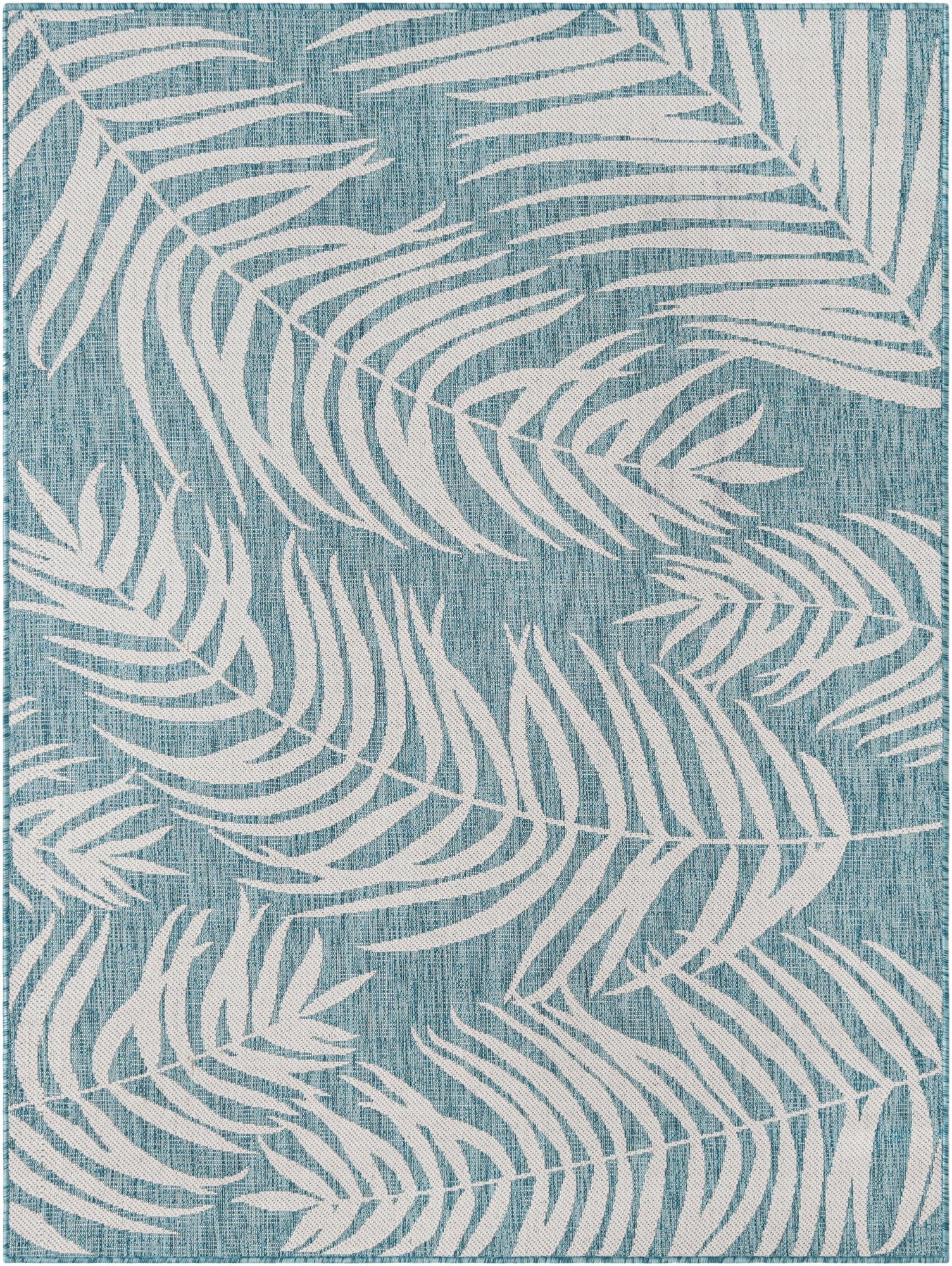  5' 3 x 7'  Washable Botanical Indoor / Outdoor Rug