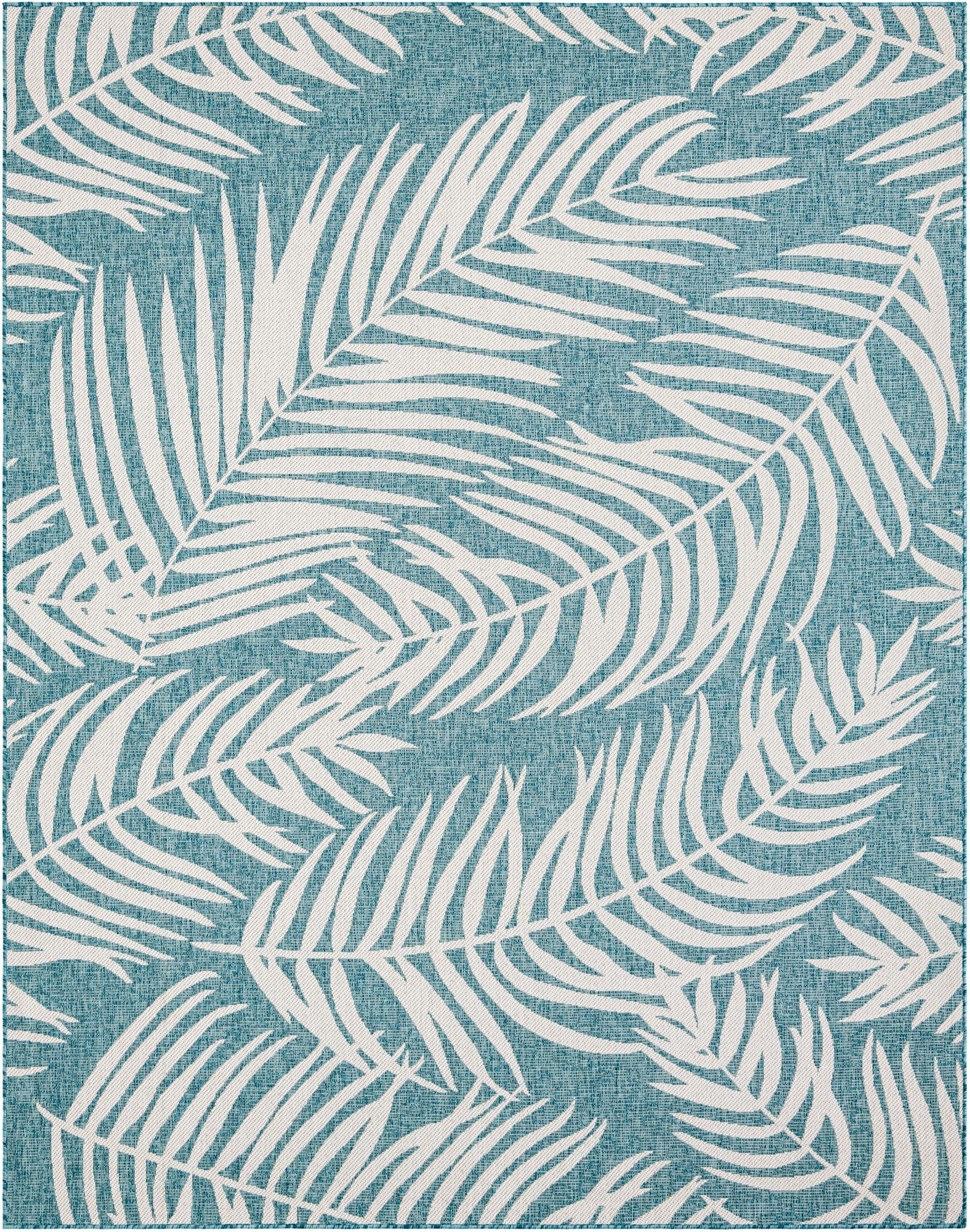  7' 10 x 10'  Washable Botanical Indoor / Outdoor Rug