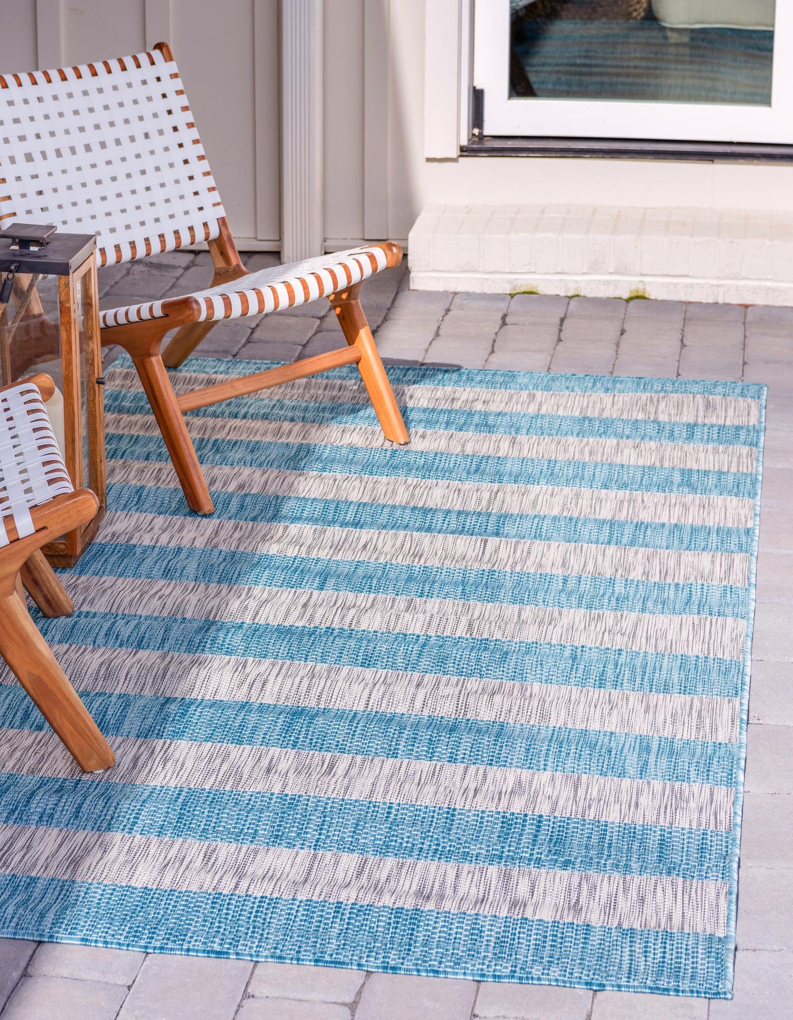 Light Aqua 6' x 9' Ribbon Indoor / Outdoor Rug | Rugs.com