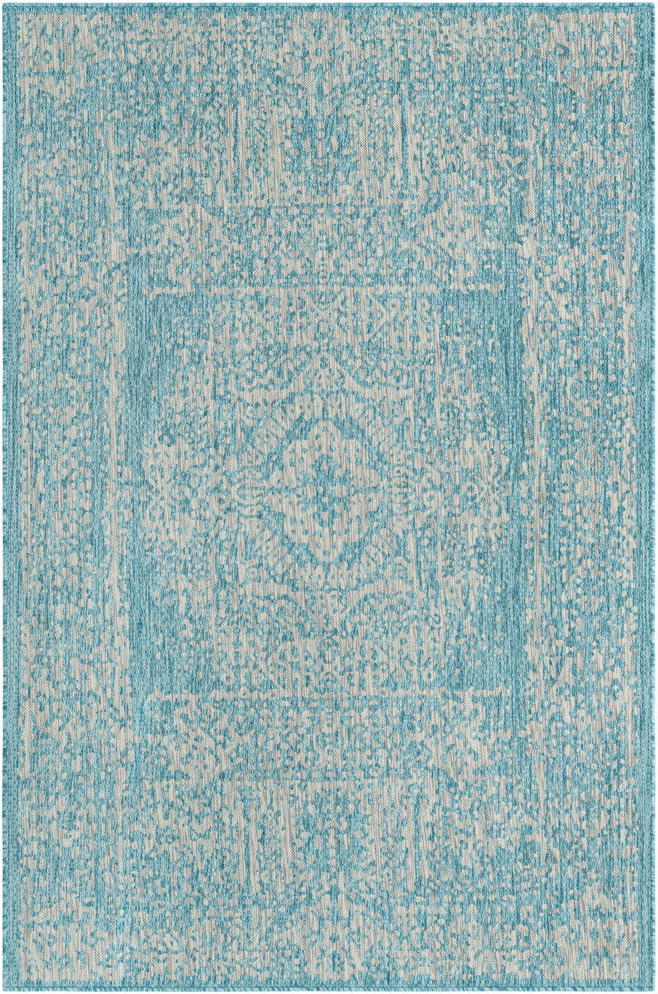 Primary image  5' 3 x 8'  Washable Traditional Indoor / Outdoor Rug