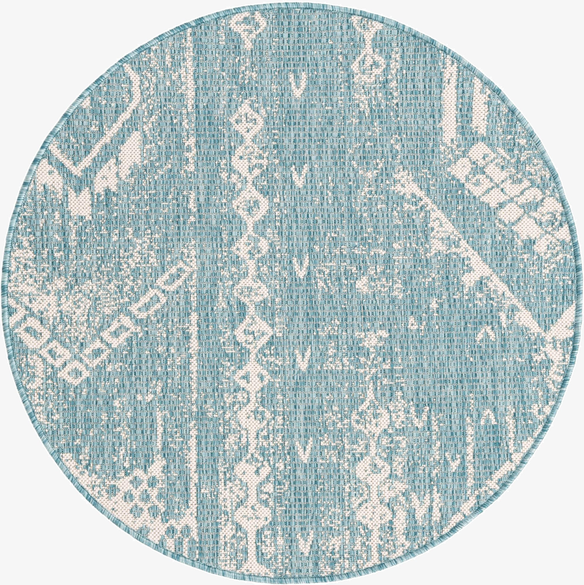  3' x 3'  Washable Bohemian Indoor / Outdoor Round Rug