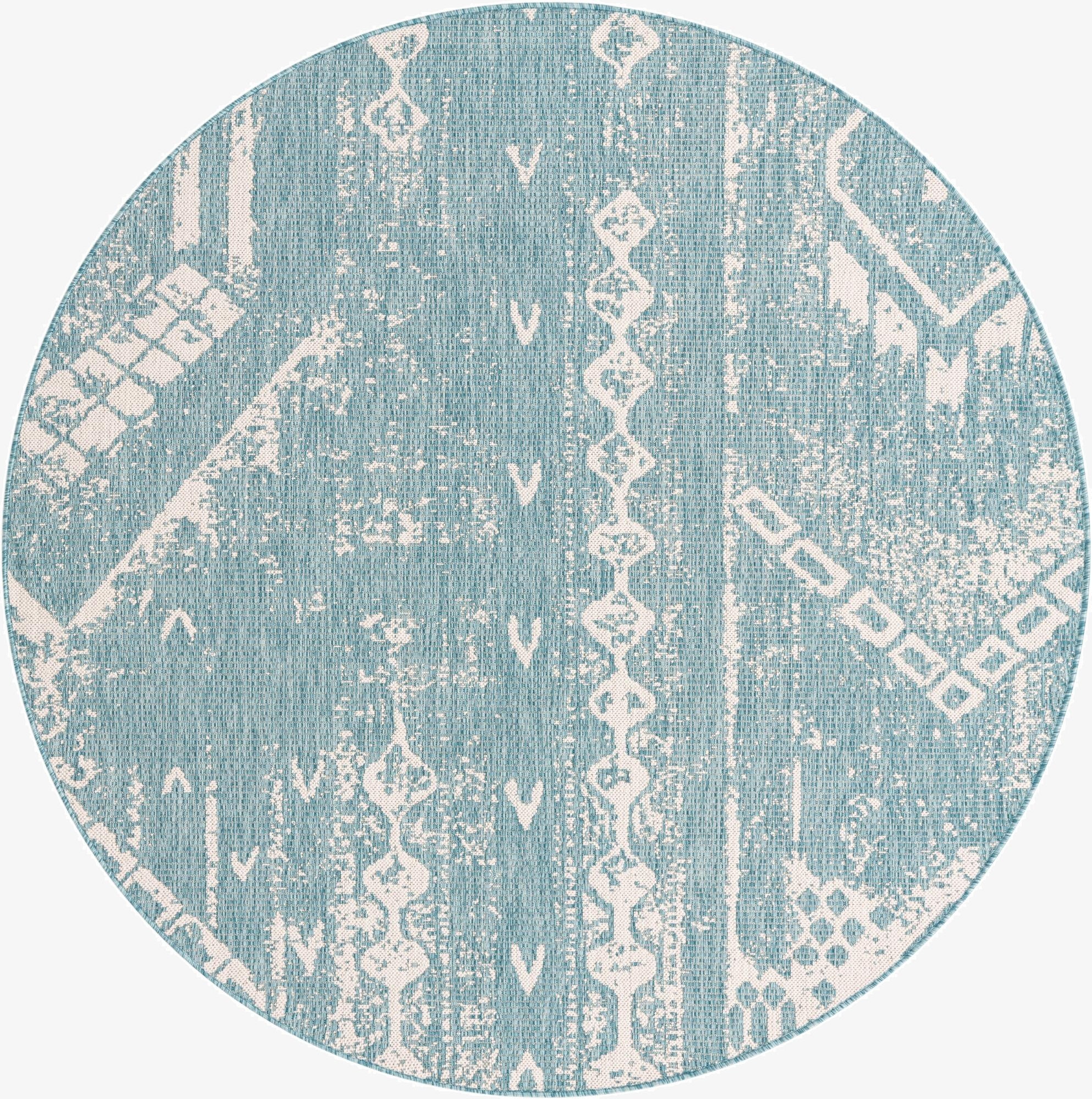  6' x 6'  Washable Bohemian Indoor / Outdoor Round Rug