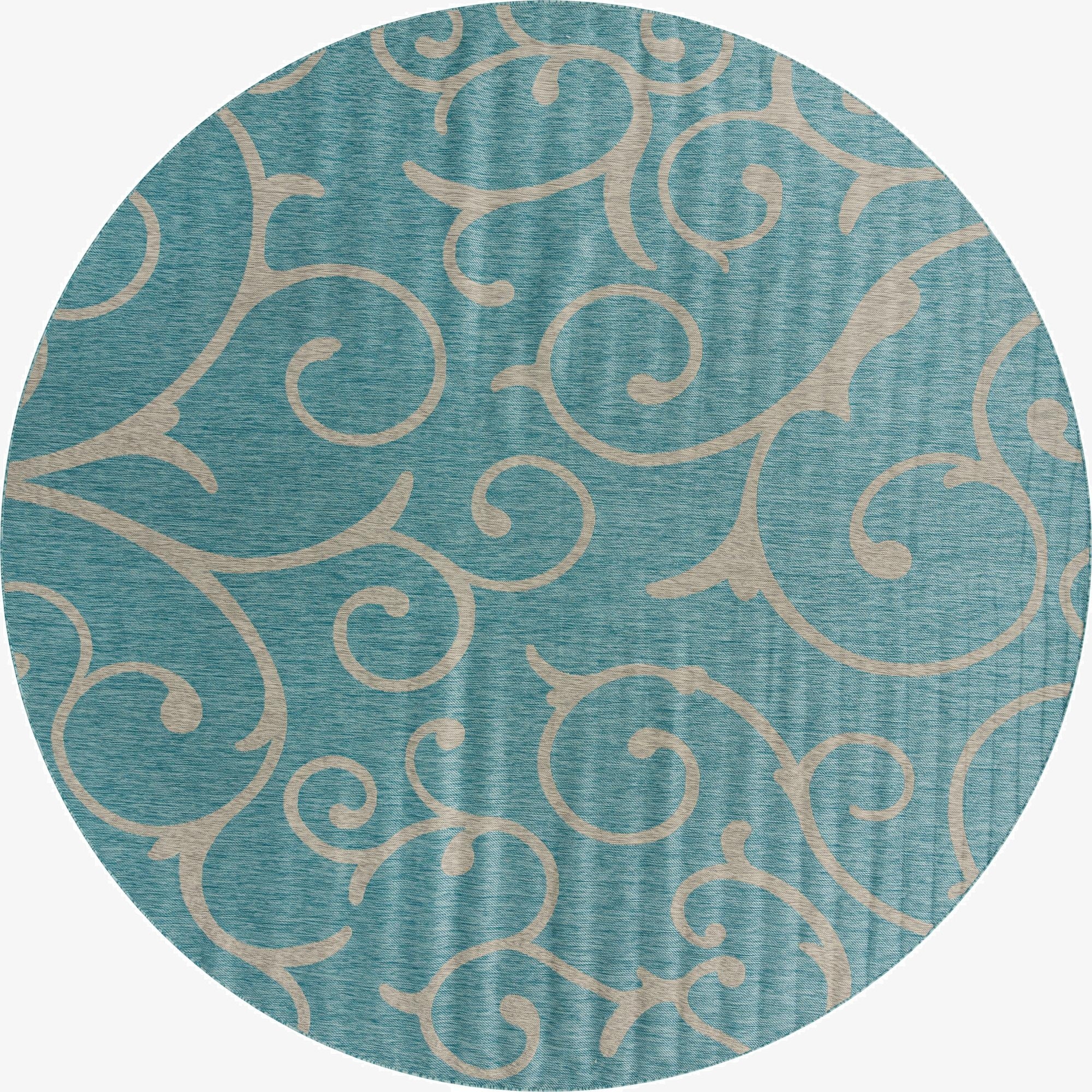  13' x 13'  Washable Botanical Indoor / Outdoor Round Rug