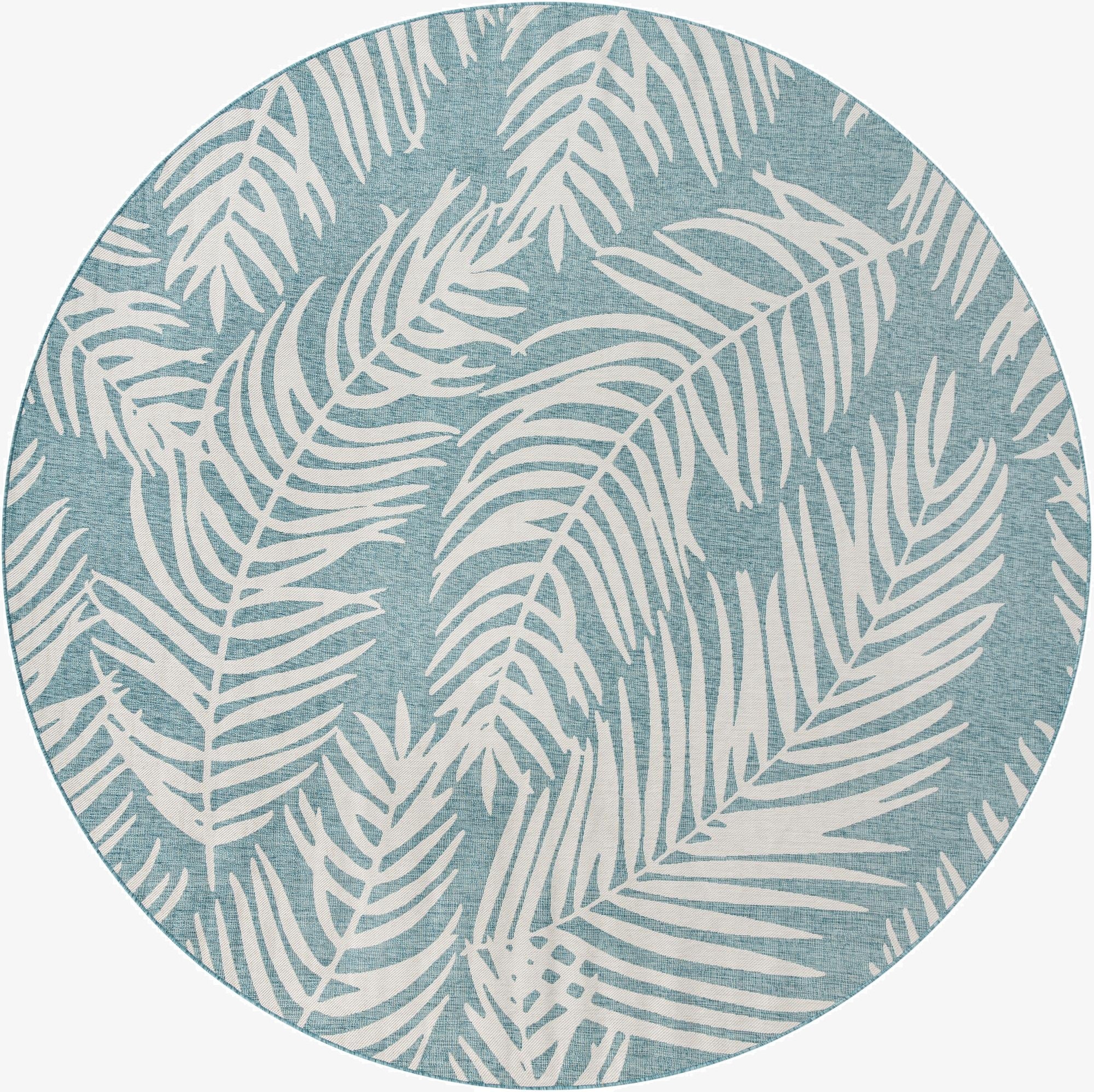  13' x 13'  Washable Botanical Indoor / Outdoor Round Rug