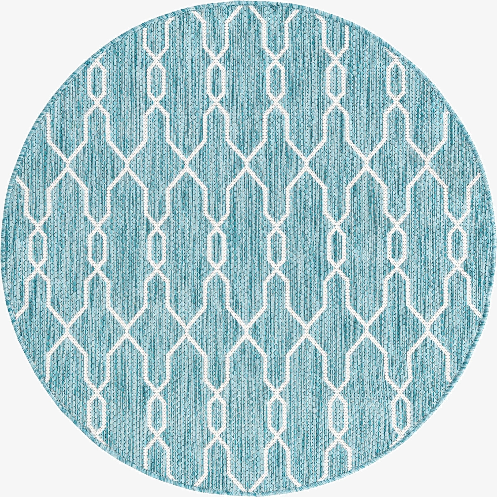  4' x 4'  Washable Lattice Indoor / Outdoor Round Rug