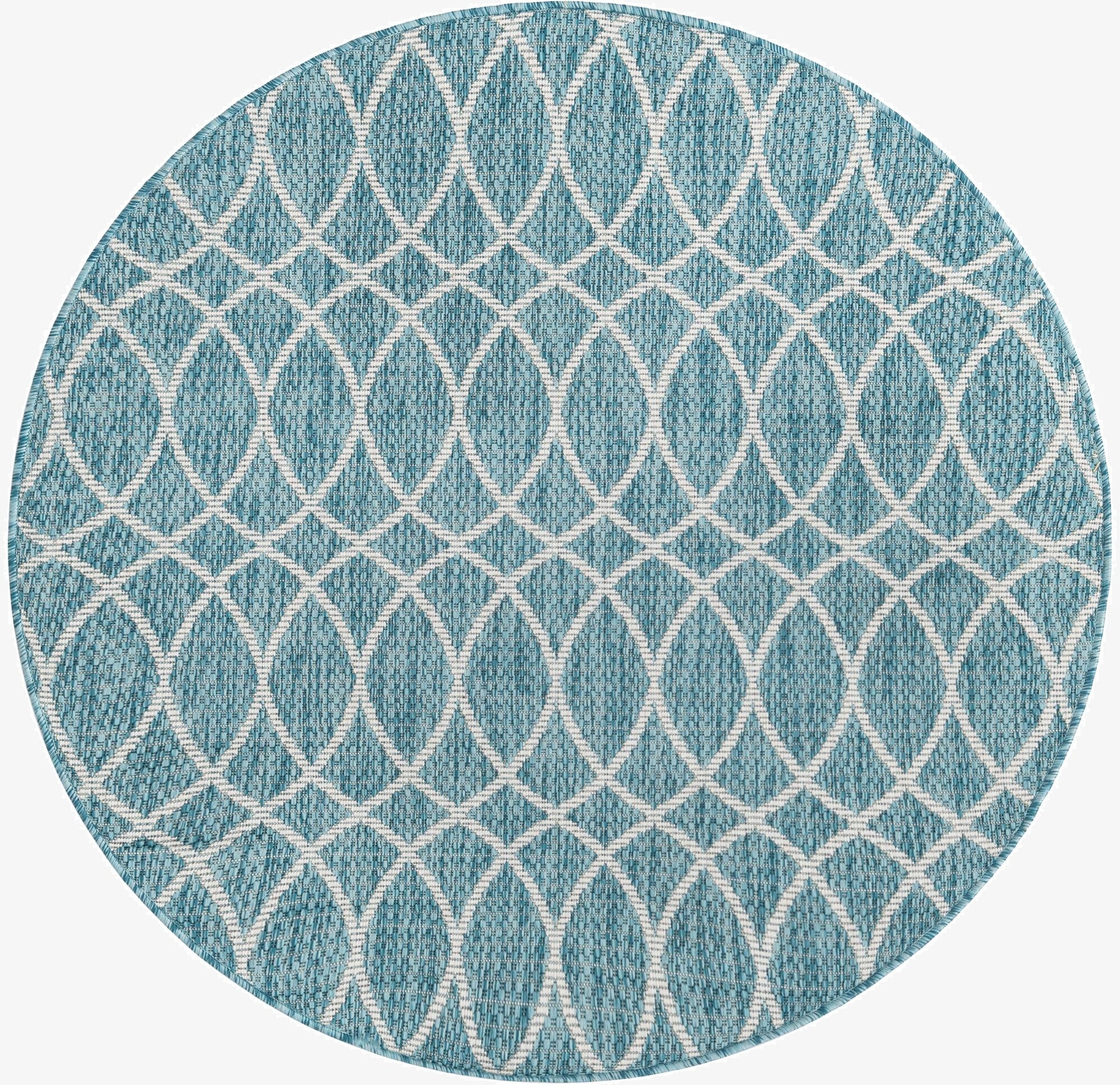  4' x 4'  Washable Lattice Indoor / Outdoor Round Rug
