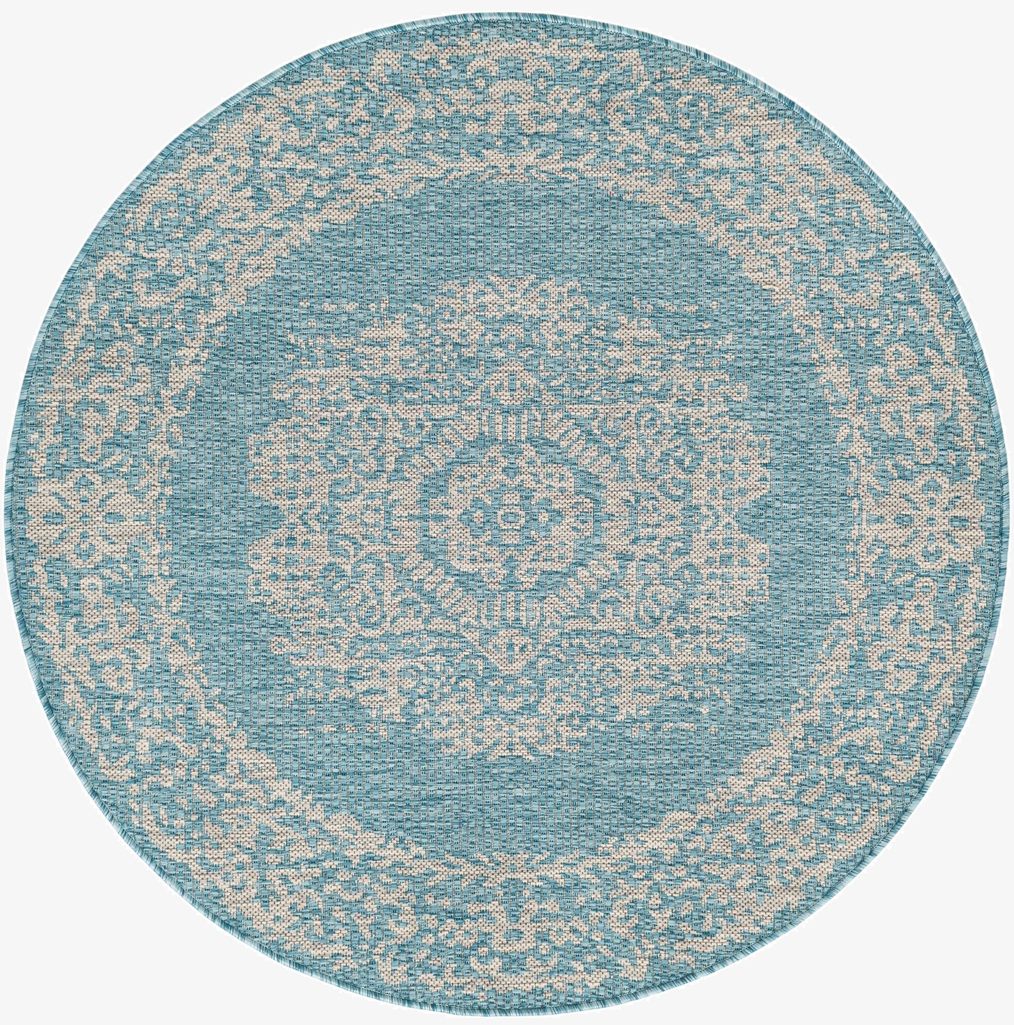  4' x 4'  Washable Traditional Indoor / Outdoor Round Rug