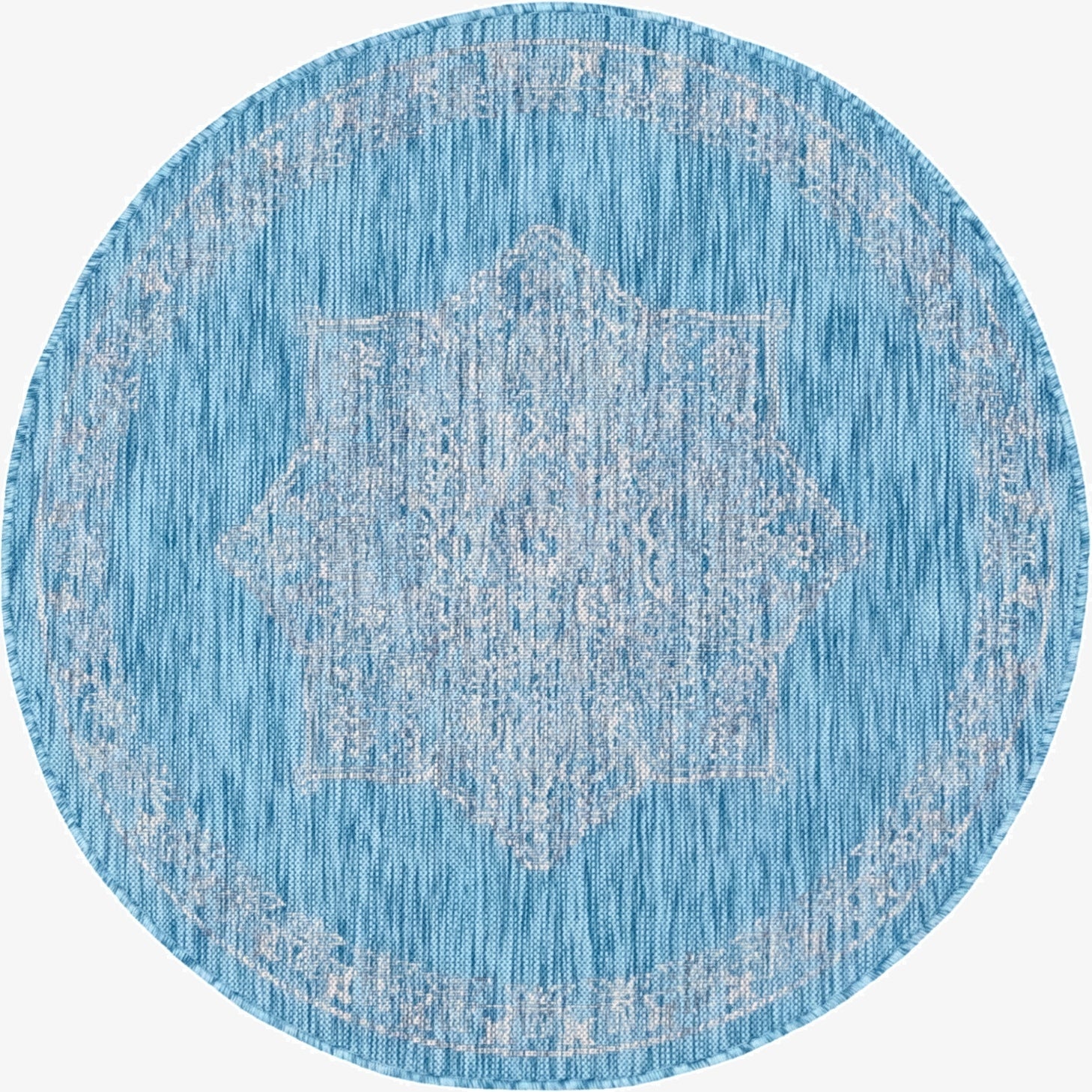  4' x 4'  Washable Traditional Indoor / Outdoor Round Rug