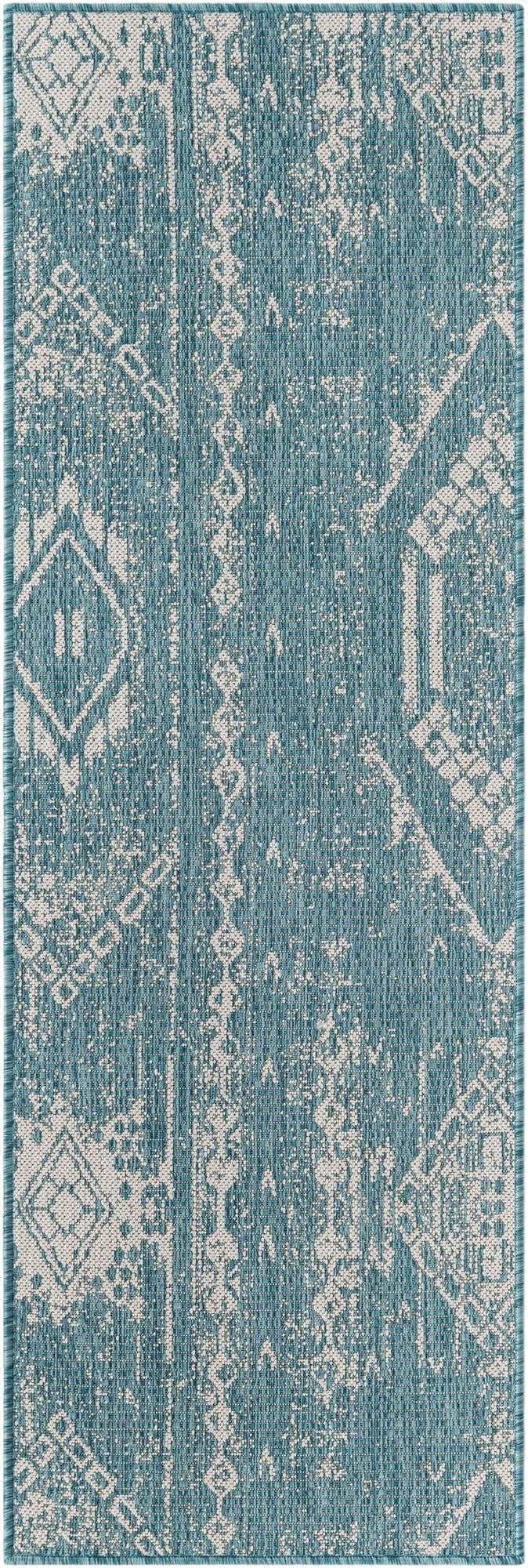  2' x 6'  Washable Bohemian Indoor / Outdoor Runner Rug