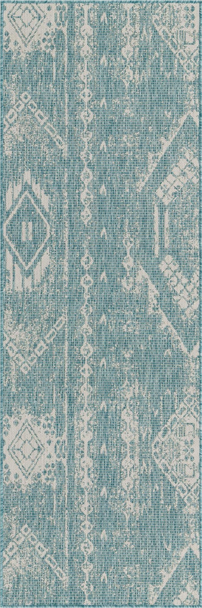  2' x 8'  Washable Bohemian Indoor / Outdoor Runner Rug