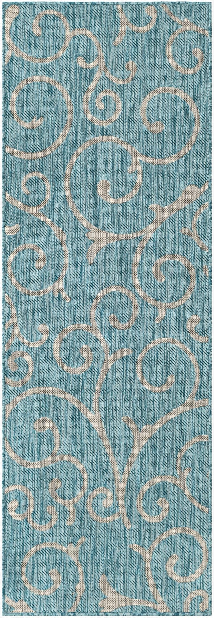  2' x 6'  Washable Botanical Indoor / Outdoor Runner Rug