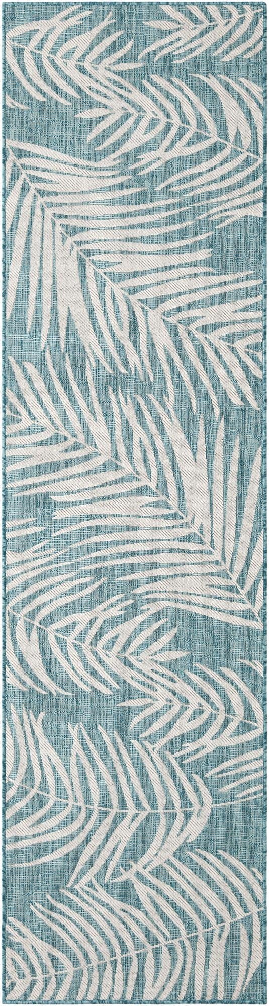  2' 7 x 10'  Washable Botanical Indoor / Outdoor Runner Rug