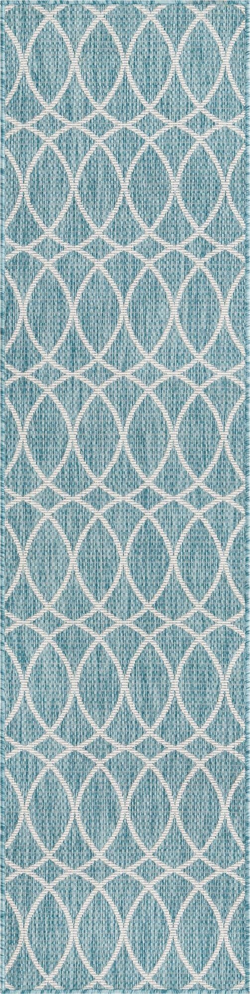  2' x 7' 10  Washable Lattice Indoor / Outdoor Runner Rug