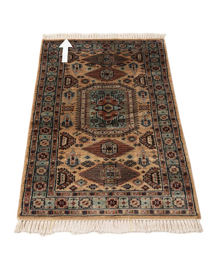 Detail image of  2' 7 x 4' 6  Hand Knotted Bokhara Oriental Wool Rug