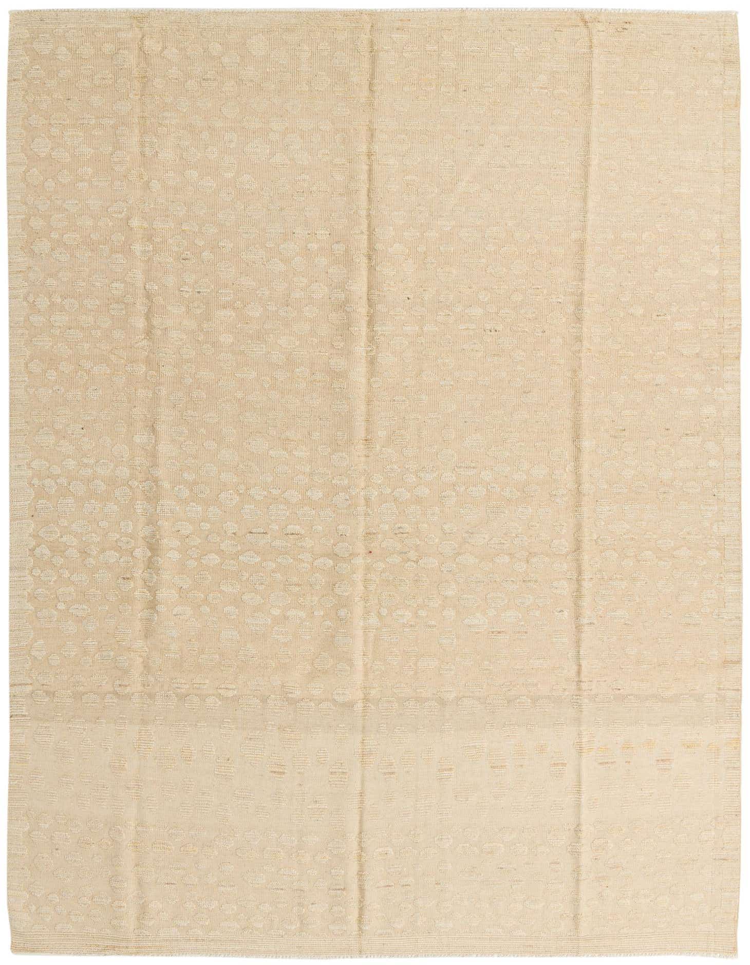 A 9x12 rectangular Darya Collection rug in ivory wool with a subtle modern abstract pattern, suitable for a living room.