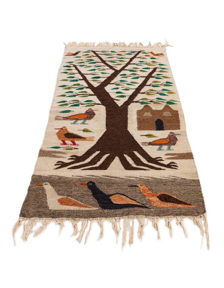 Detail image of  2' 5 x 4' 7  Hand Woven Kilim Dhurrie Wool Rug