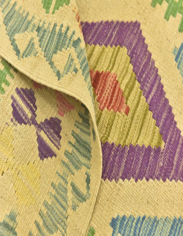 Detail image of  2' 9 x 4'  Hand Woven Kilim Maymana Wool Rug