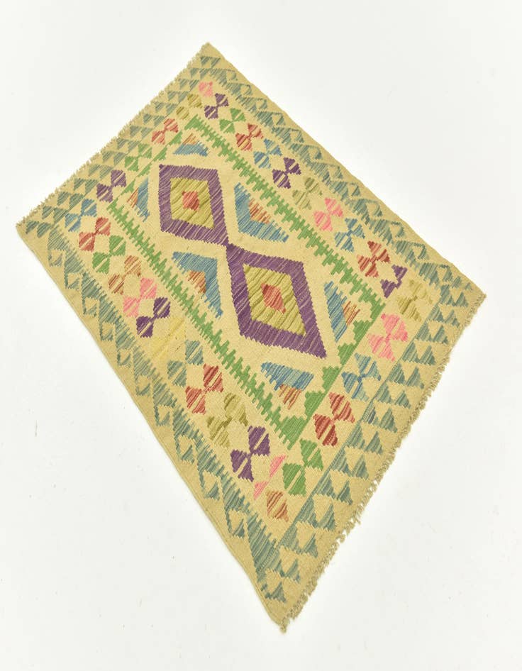 Detail image of  2' 9 x 4'  Hand Woven Kilim Maymana Wool Rug