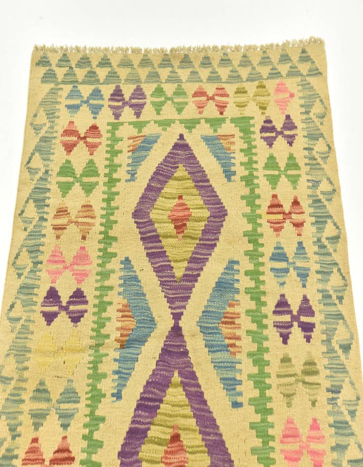 Detail image of  2' 9 x 4'  Hand Woven Kilim Maymana Wool Rug