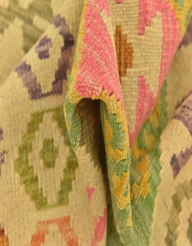 Detail image of  3' 6 x 5' 2  Hand Woven Kilim Maymana Wool Rug