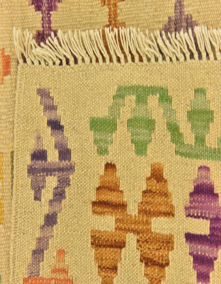 Detail image of  3' 6 x 5' 2  Hand Woven Kilim Maymana Wool Rug