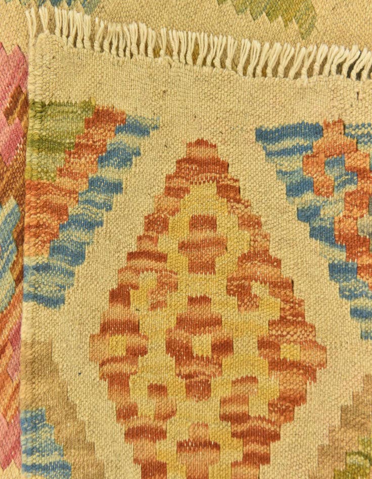 Detail image of  3' 3 x 5' 2  Hand Woven Kilim Maymana Wool Rug