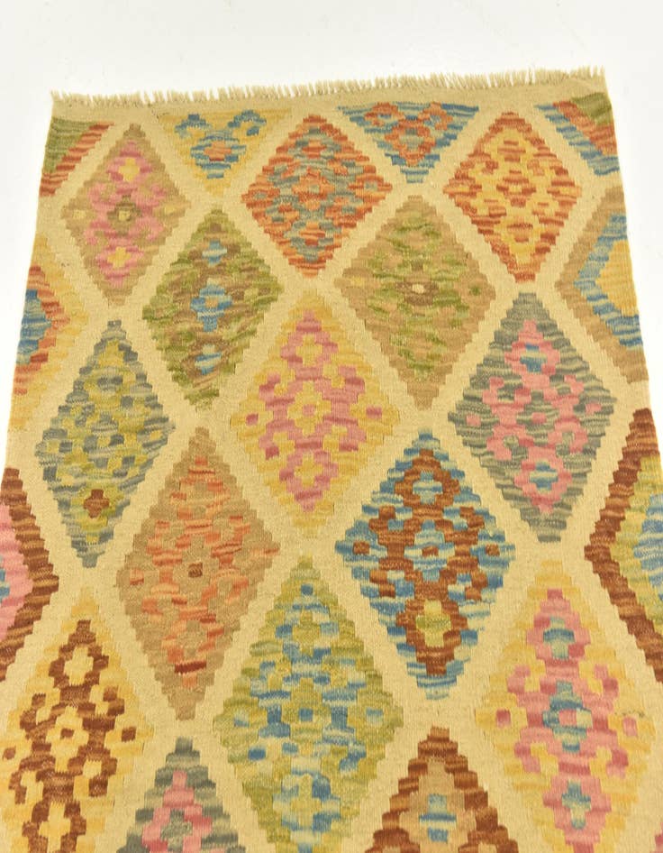 Detail image of  3' 3 x 5' 2  Hand Woven Kilim Maymana Wool Rug