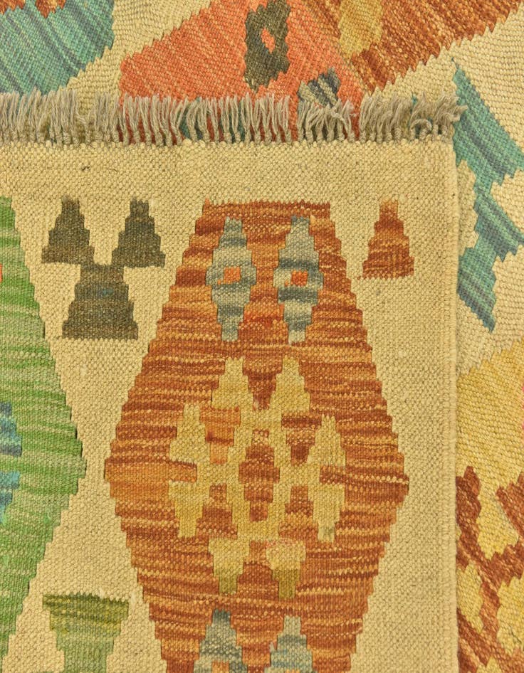 Detail image of  3' 2 x 5' 3  Hand Woven Kilim Maymana Wool Rug