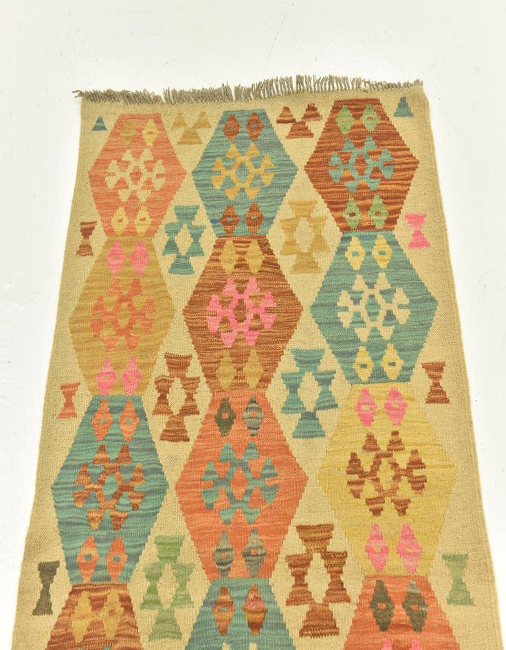 Detail image of  3' 2 x 5' 3  Hand Woven Kilim Maymana Wool Rug