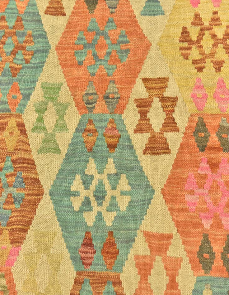 Detail image of  3' 2 x 5' 3  Hand Woven Kilim Maymana Wool Rug