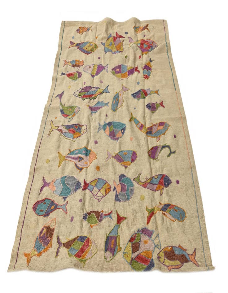 Detail image of  4' 2 x 5' 7  Hand Woven Kilim Suzani Wool Rug