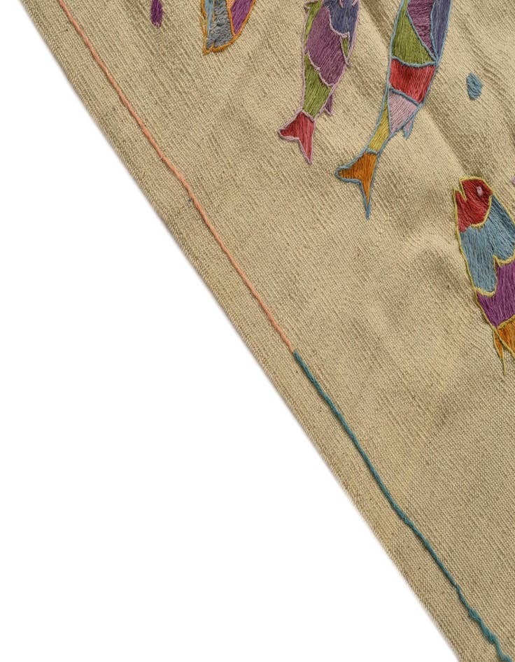 Detail image of  4' 2 x 5' 7  Hand Woven Kilim Suzani Wool Rug