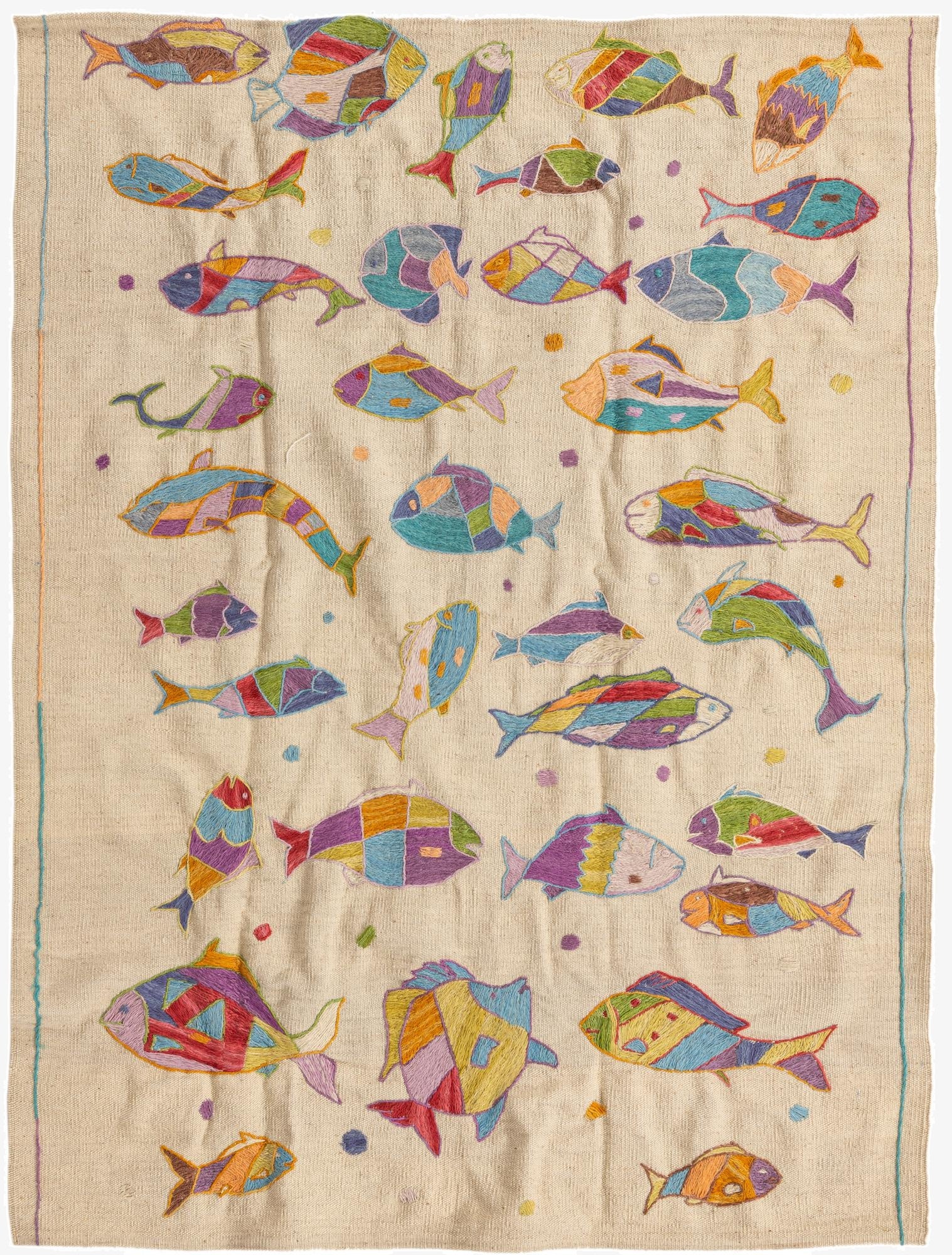  4' 2 x 5' 7  Hand Woven Kilim Suzani Wool Rug