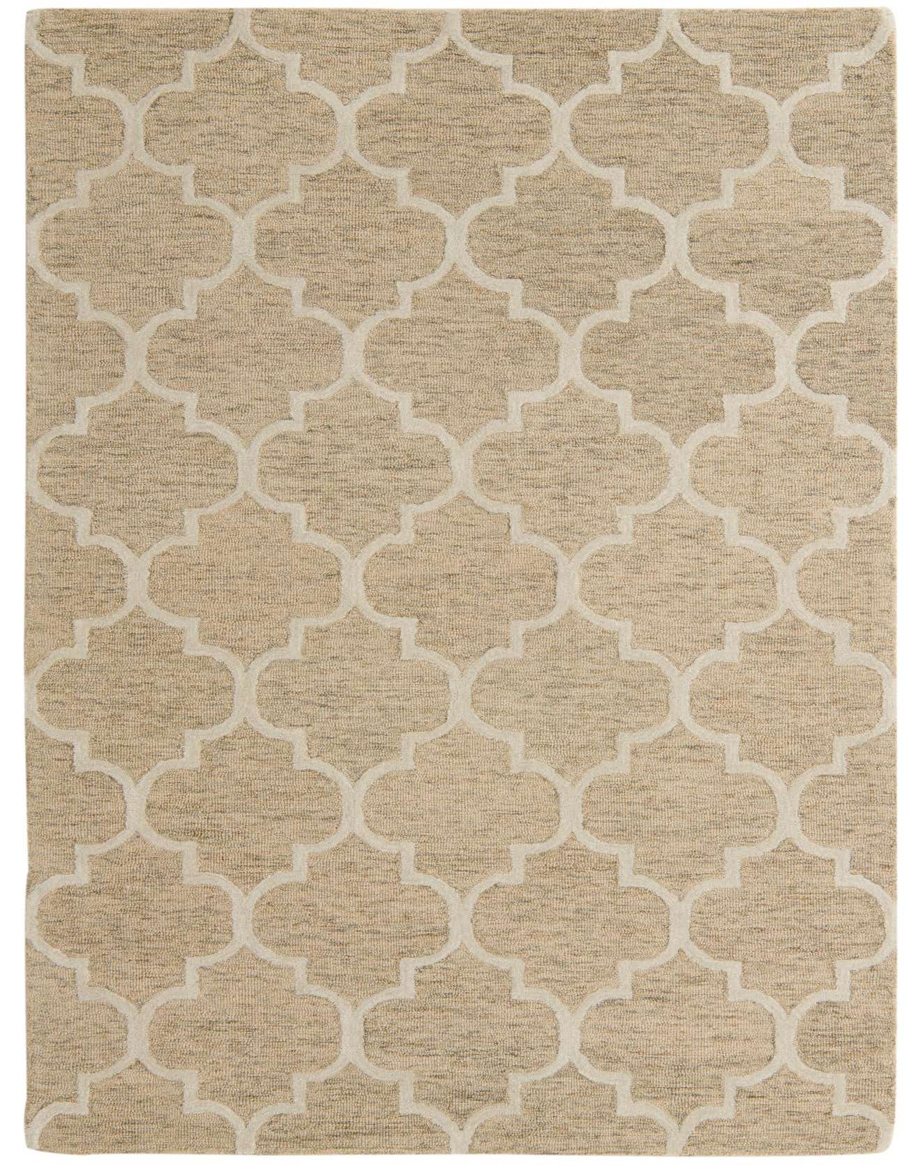 A 5x8 rectangular Luna collection rug featuring a cream trellis pattern over an ivory background, ideal for a living room.