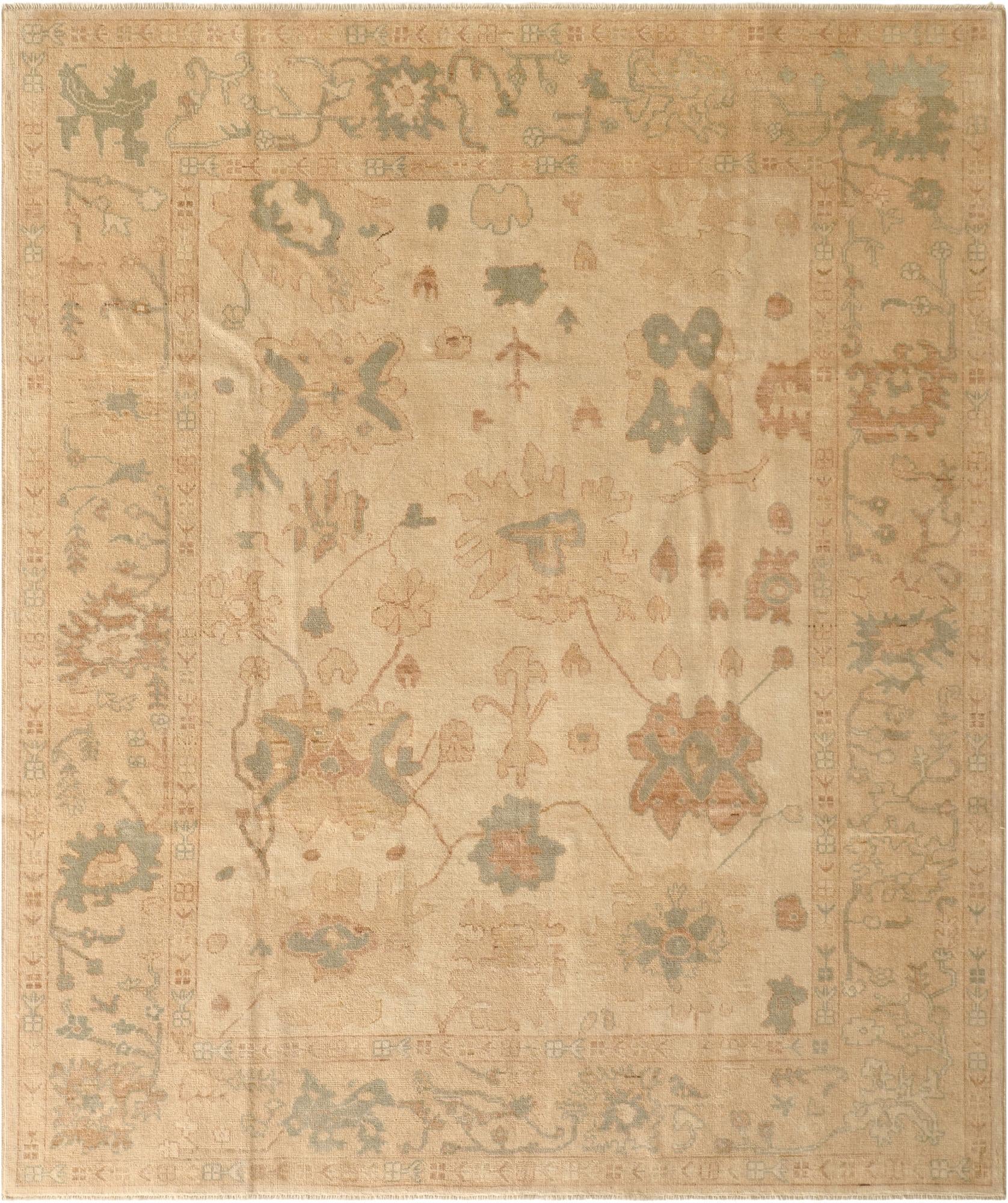 8' 5 x 9' 10 Hand Knotted Oushak Wool Rug