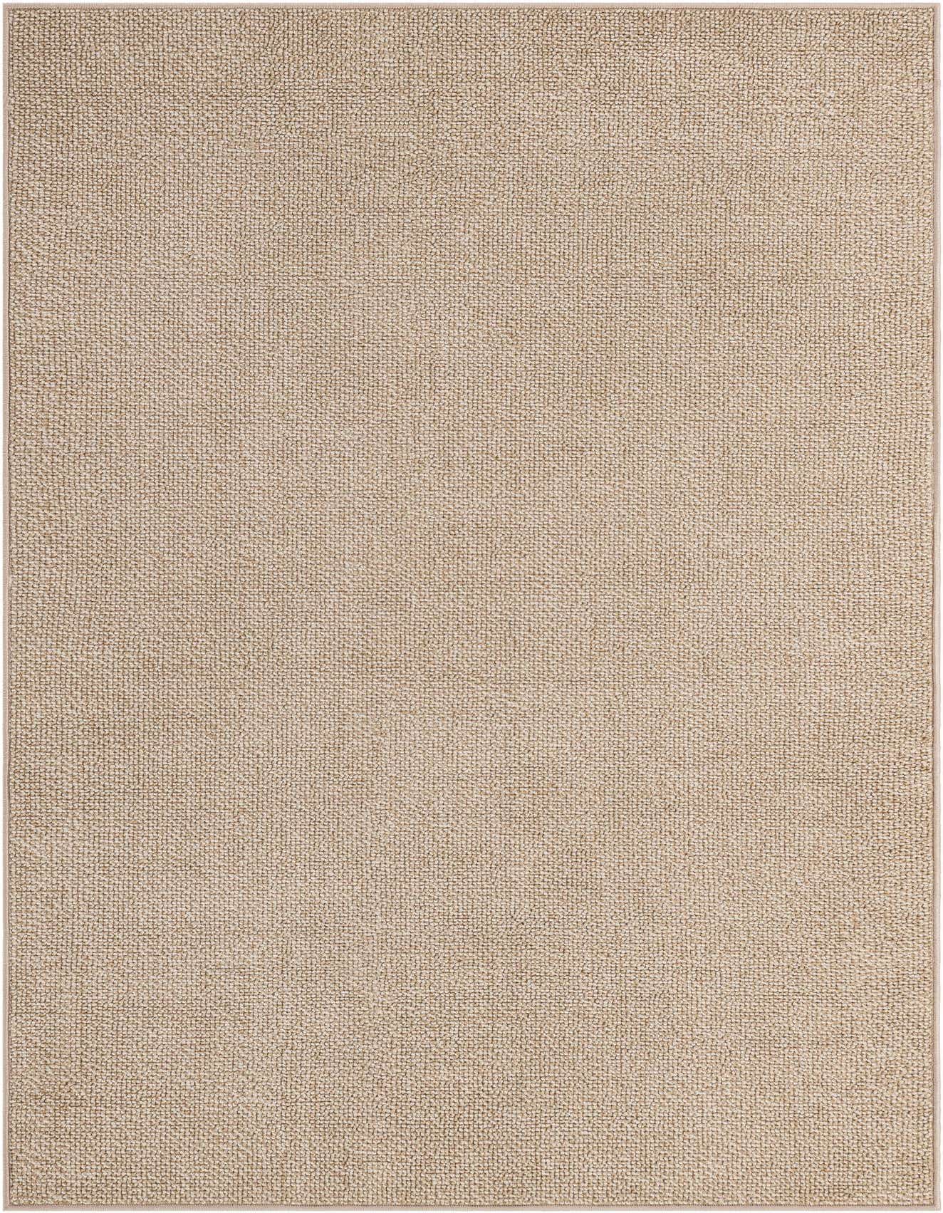 A 4x6 rectangular ivory modern rug with a flat pile, suitable for indoor and outdoor use.