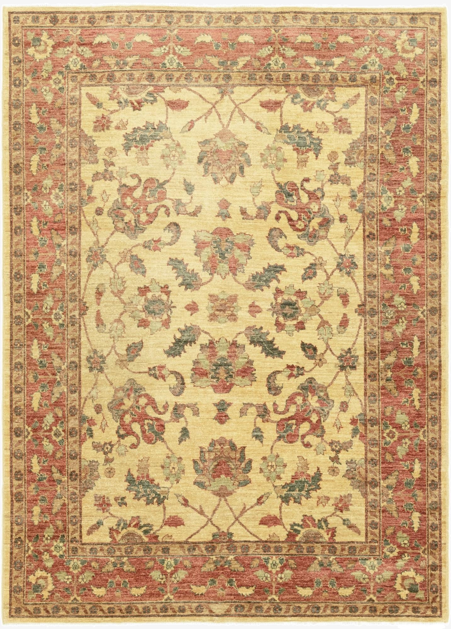  5' 9 x 8' 1  Hand Knotted Peshawar Ziegler Rug
