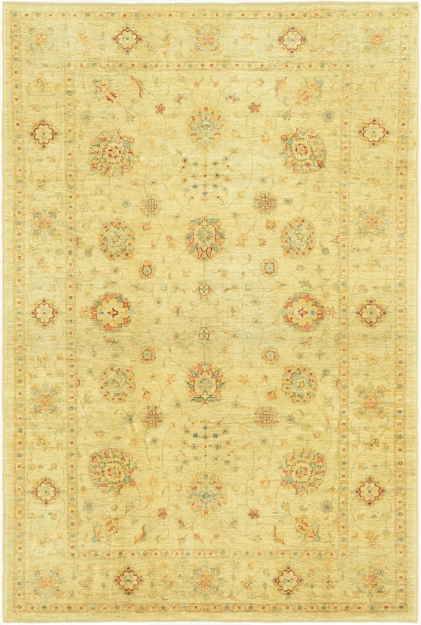  6' 4 x 9' 7  Hand Knotted Peshawar Ziegler Rug