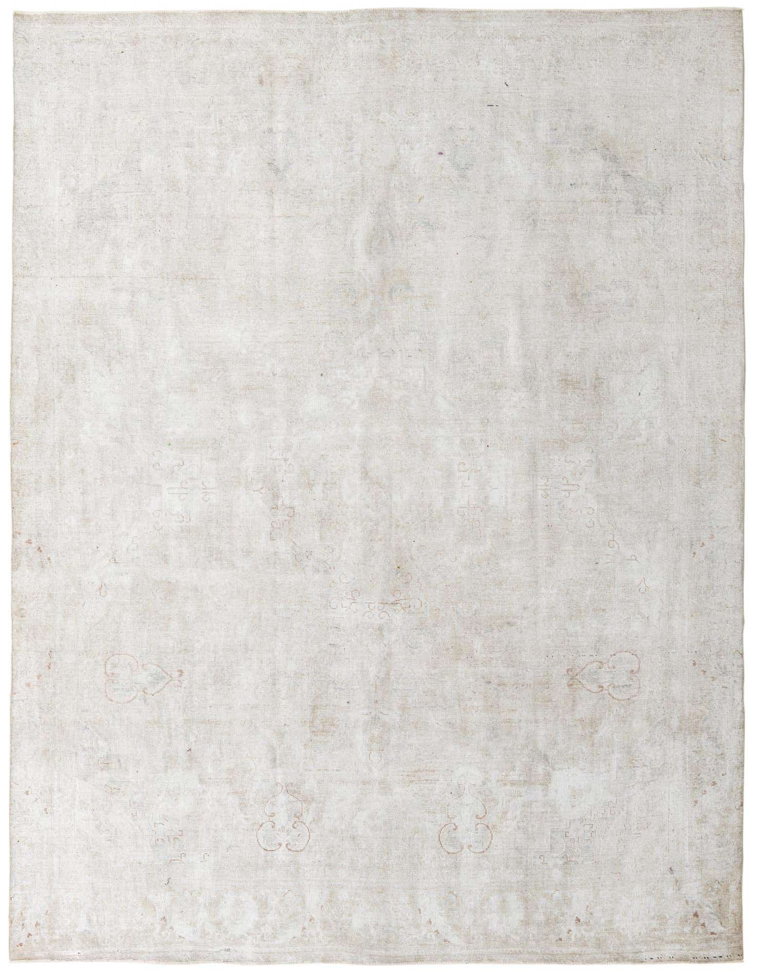 A 9x12 rectangular ivory and cream flatweave rug with a subtle, faded Persian medallion pattern, ideal for a living room.