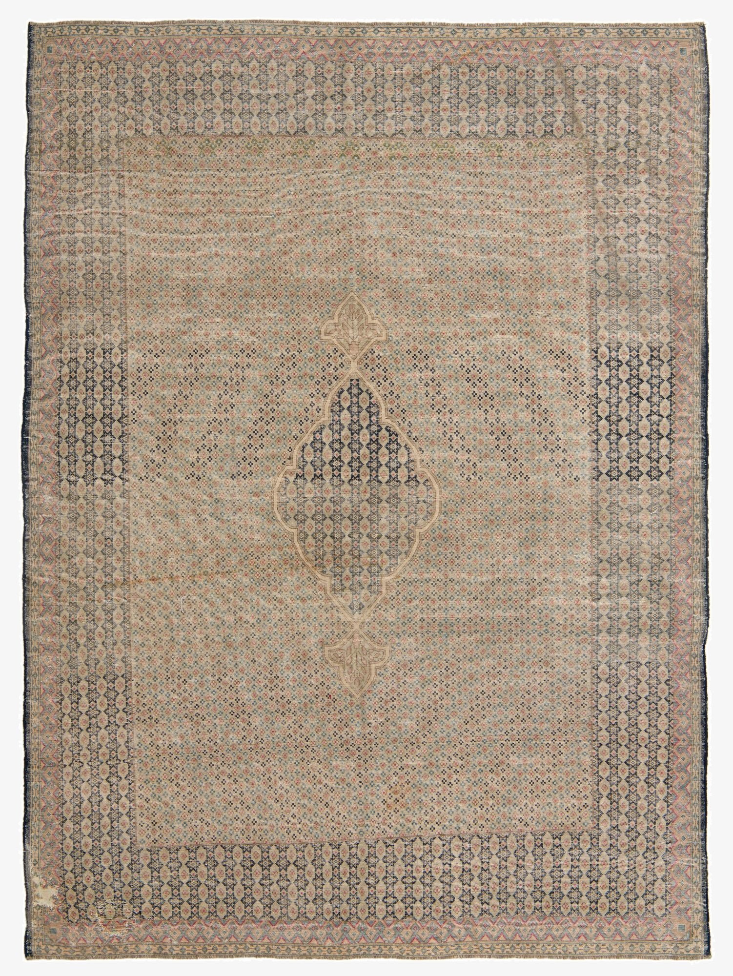  6' 10 x 9' 2  Hand Knotted Ultra Vintage Persian Wool Rug