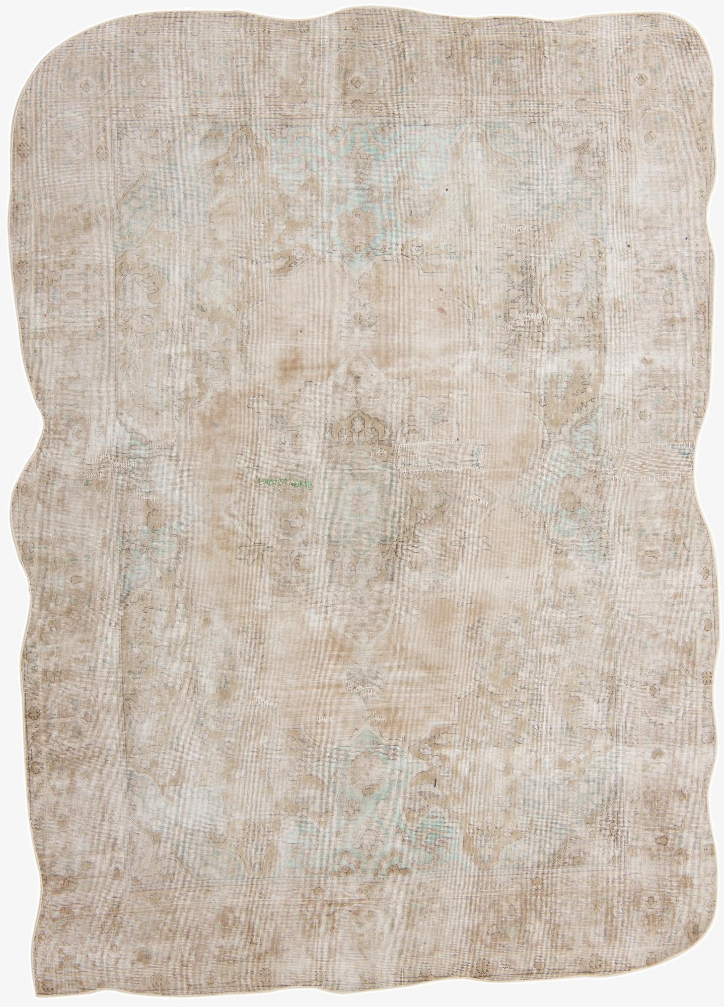  6' 7 x 9' 2  Hand Knotted Ultra Vintage Persian Wool Rug